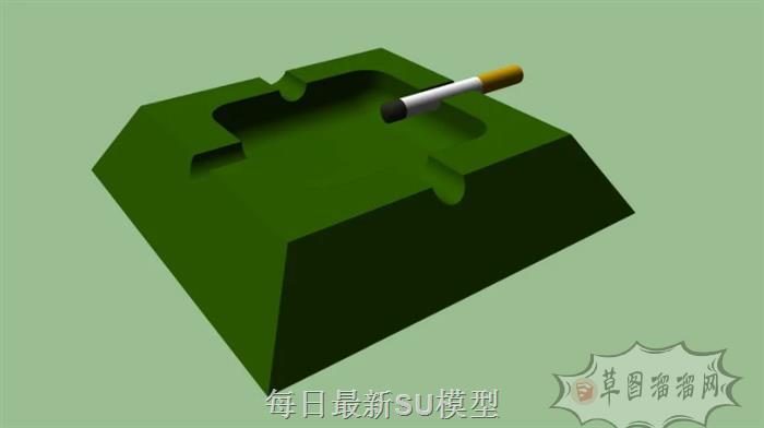 烟灰缸烟抽烟SU模型分享作者是辙迹