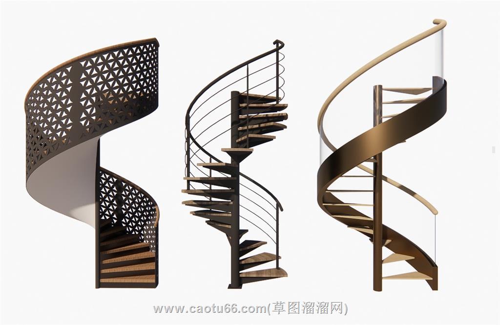 旋转楼梯螺旋梯SU模型分享作者是若璃