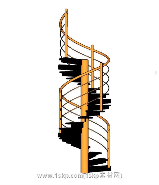 螺旋梯旋转楼梯SU模型分享作者是Seven青