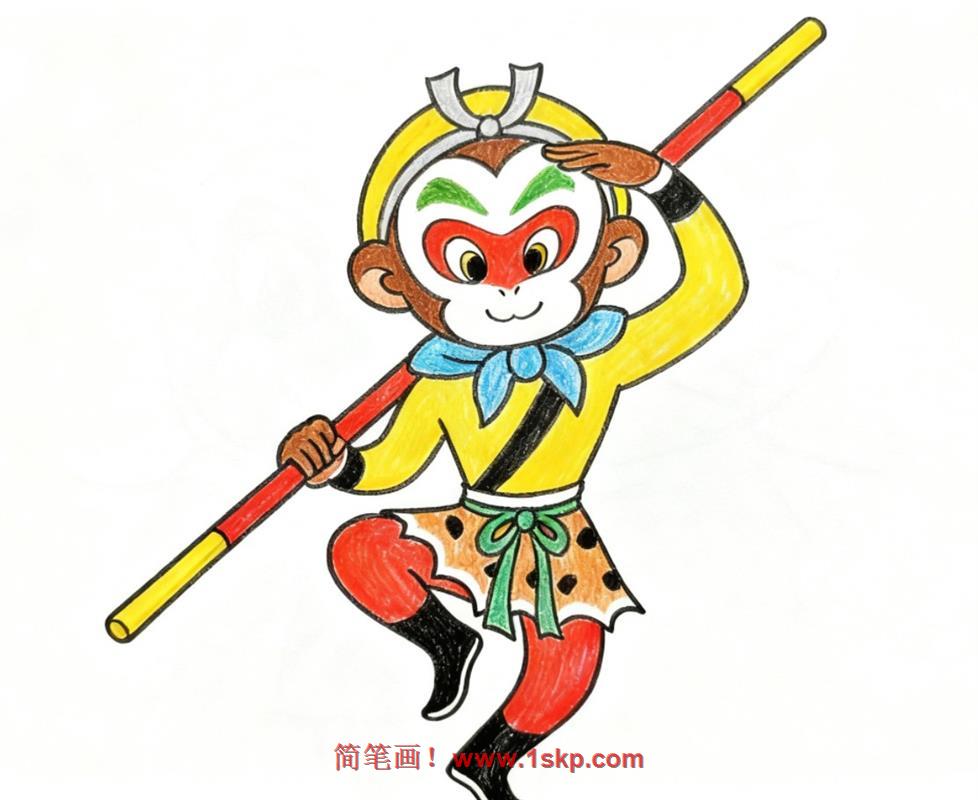 简笔画:孙悟空和金箍棒