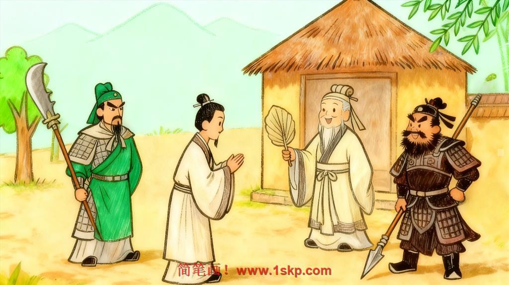 简笔画:新三国三顾茅庐