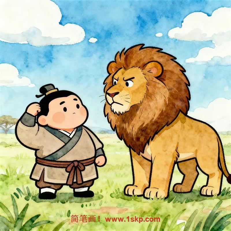 简笔画:水浒林冲斗狮子王