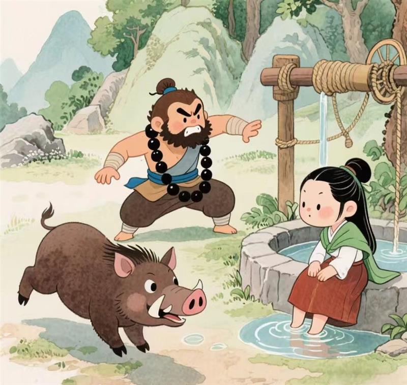 简笔画:鲁智深大闹野猪林救人