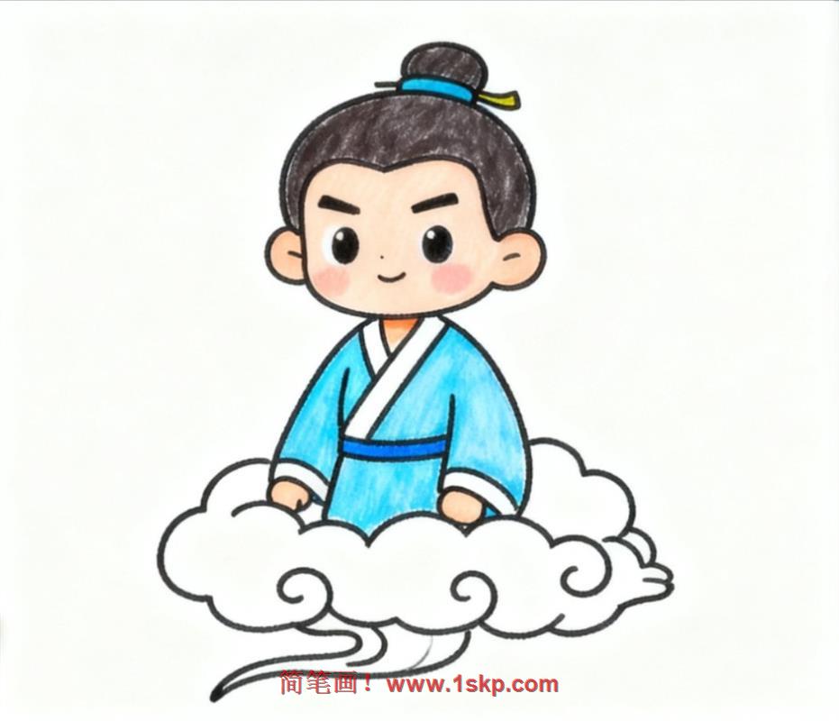 简笔画:入青云古代人物