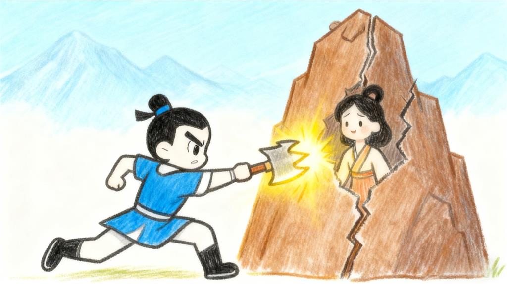 简笔画:宝莲灯沉香劈山救母