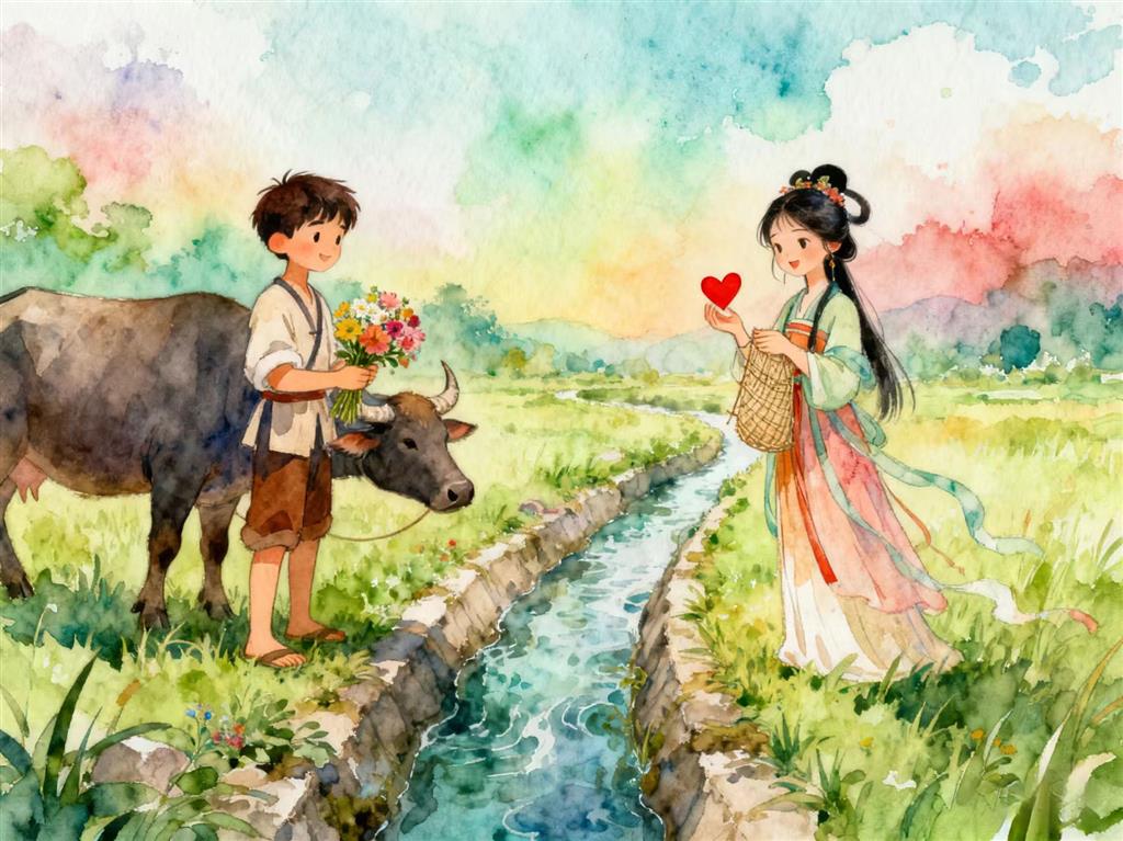 简笔画:牛郎织女的神话故事