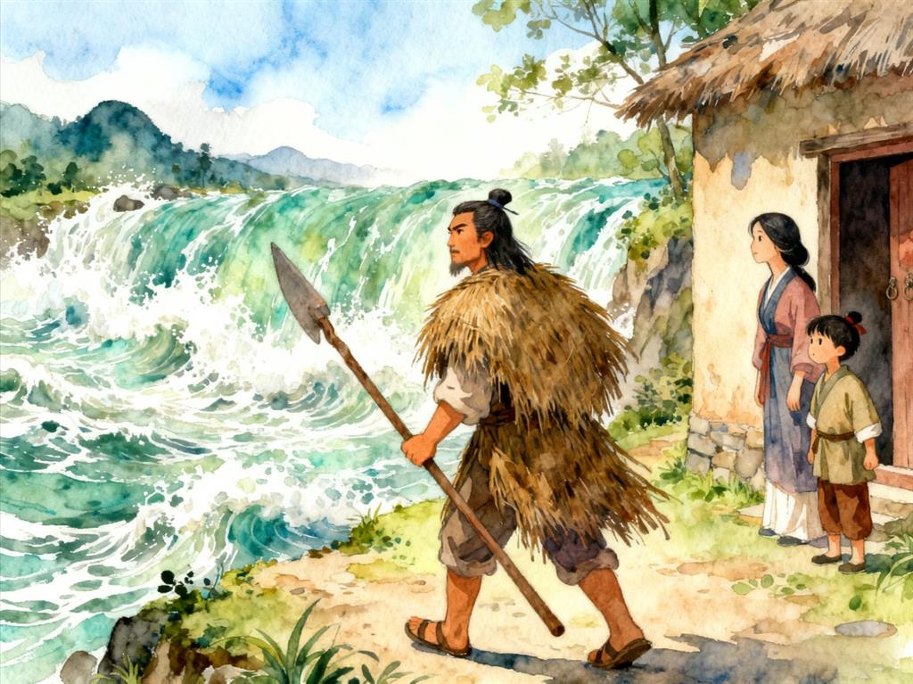 简笔画: 大禹治水:大禹为了治理洪水,三过家门而不入。