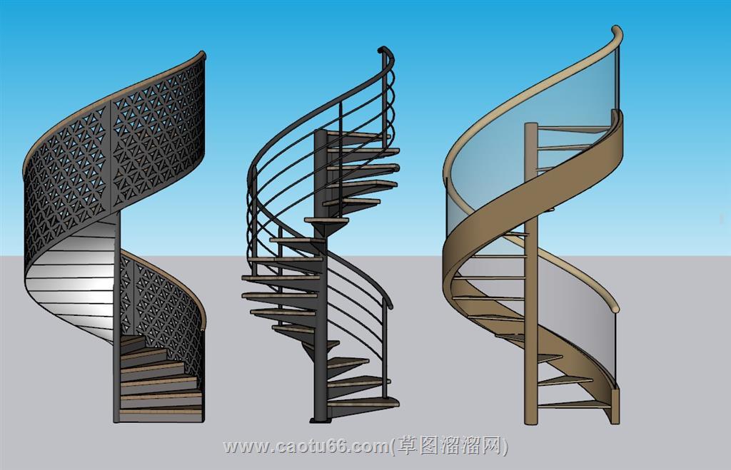 旋转楼梯螺旋梯SU模型上传日期是2022-10-27