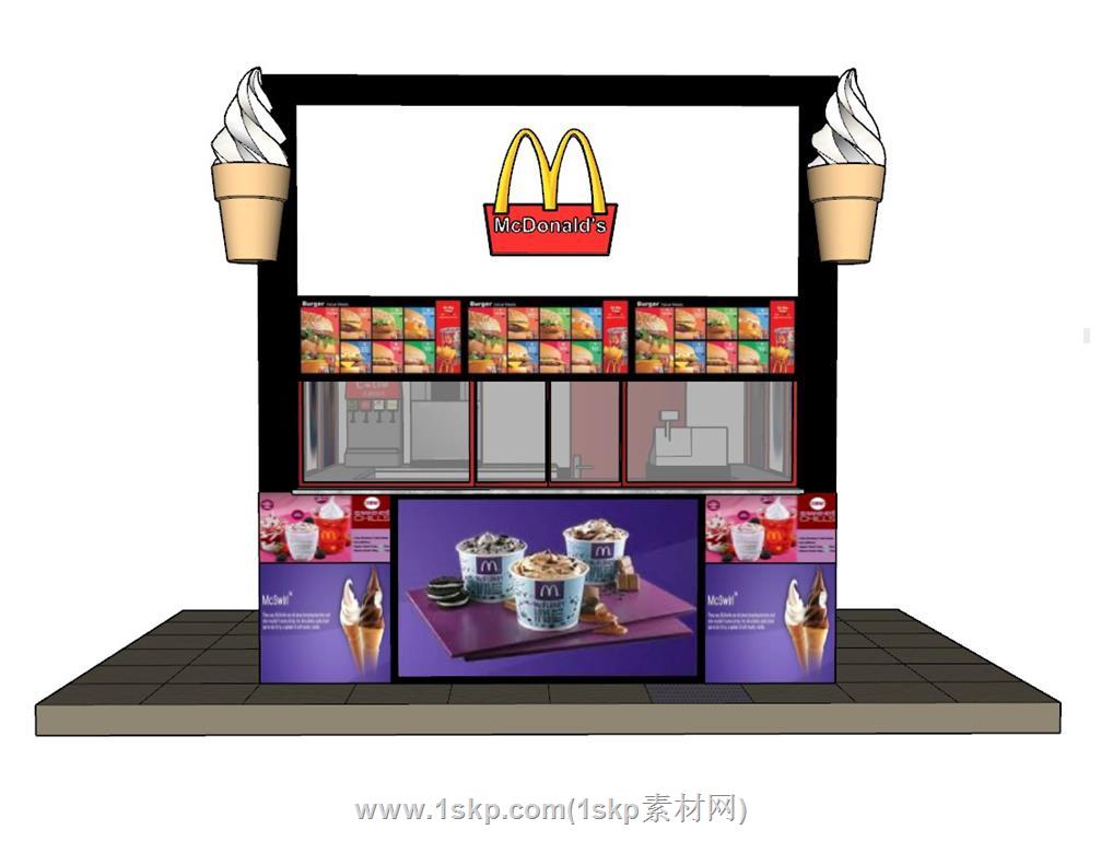 麦当劳贩售亭SU模型上传日期是2023-02-16