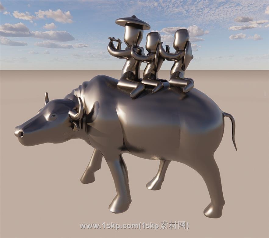 牧童骑牛雕塑SU模型上传日期是2023-03-11