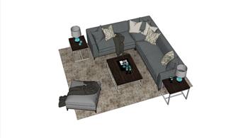 客厅L型沙发SU模型