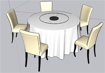 圆形餐桌椅餐桌布SU模型