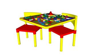 儿童积木桌玩具桌SU模型