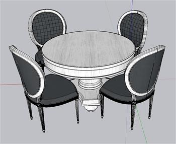 餐桌椅4人座家具SU模型
