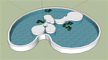 荷花池水池景观SU模型