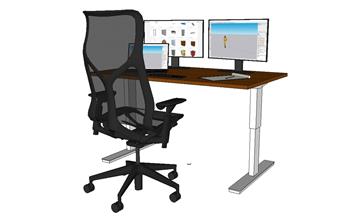电脑桌旋转椅办公桌SU模型