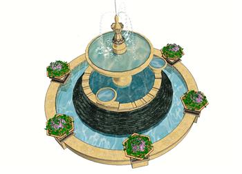喷泉景观小品SU模型
