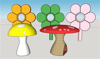儿童花朵蘑菇SU模型