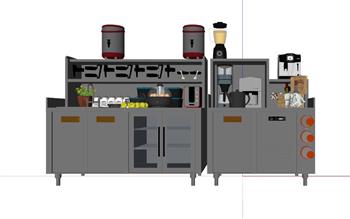 厨房咖啡工作台SU模型