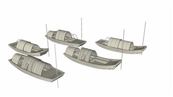 乌篷船小船小舟木船su草图模型