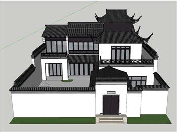 中式别墅庭院SU模型