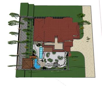 别墅中式庭院SU模型