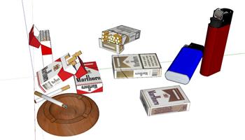 香烟打火机烟盒SU模型