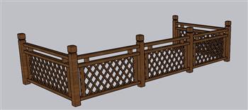 木质围栏护栏SU模型