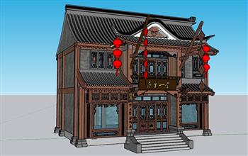中式饭馆茶楼SU模型