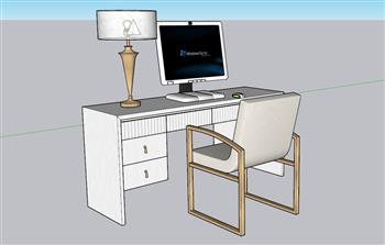 书桌电脑桌台灯SU模型
