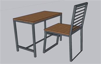 工业风书桌椅课桌SU模型