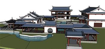 中式古建廊道SU模型