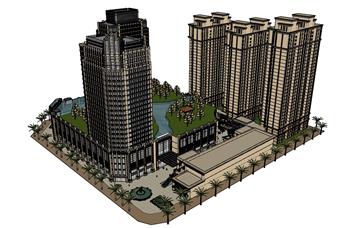 商业街综合体建筑SU模型