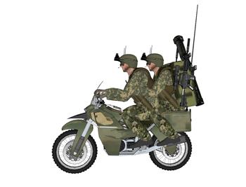 摩托车士兵人物SU模型