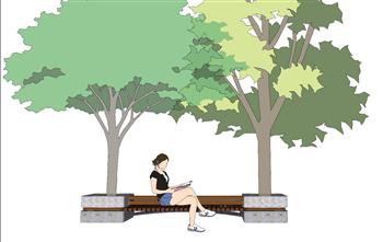 景观树池座椅SU模型