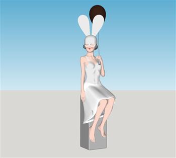 兔人物工艺品雕塑SU模型