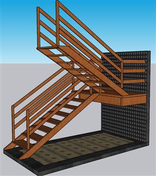 木质楼梯SU模型