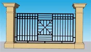 欧式围墙栏杆围栏su模型免费(ID33249)