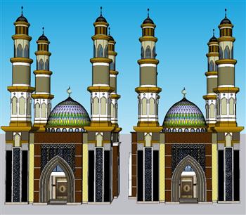 清真寺寺庙建筑SU模型