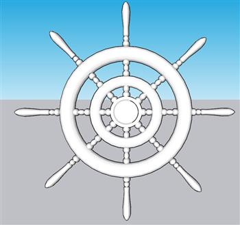 地中海船舵转向盘SU模型