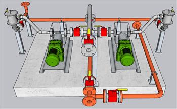 工业增压泵管道SU模型