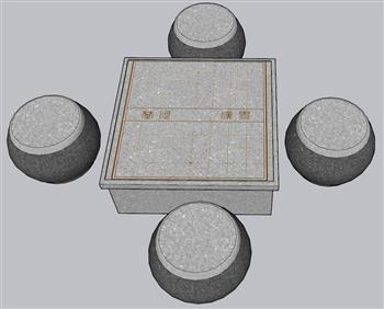 新中式象棋棋盘SU模型