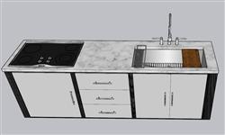 厨房橱柜洗菜池SU模型