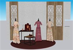 中式婚纱旗袍SU模型