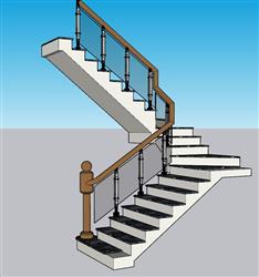 楼梯步梯转梯SU模型