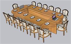 欧式会议桌会议室SU模型