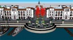 西班牙建筑码头SU模型