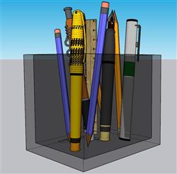 铅笔水性笔笔筒SU模型
