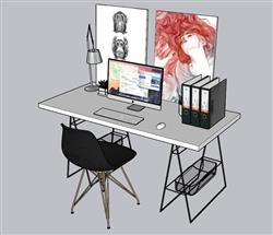 工作桌书桌电脑桌SU模型
