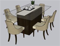 餐桌椅餐具SU模型
